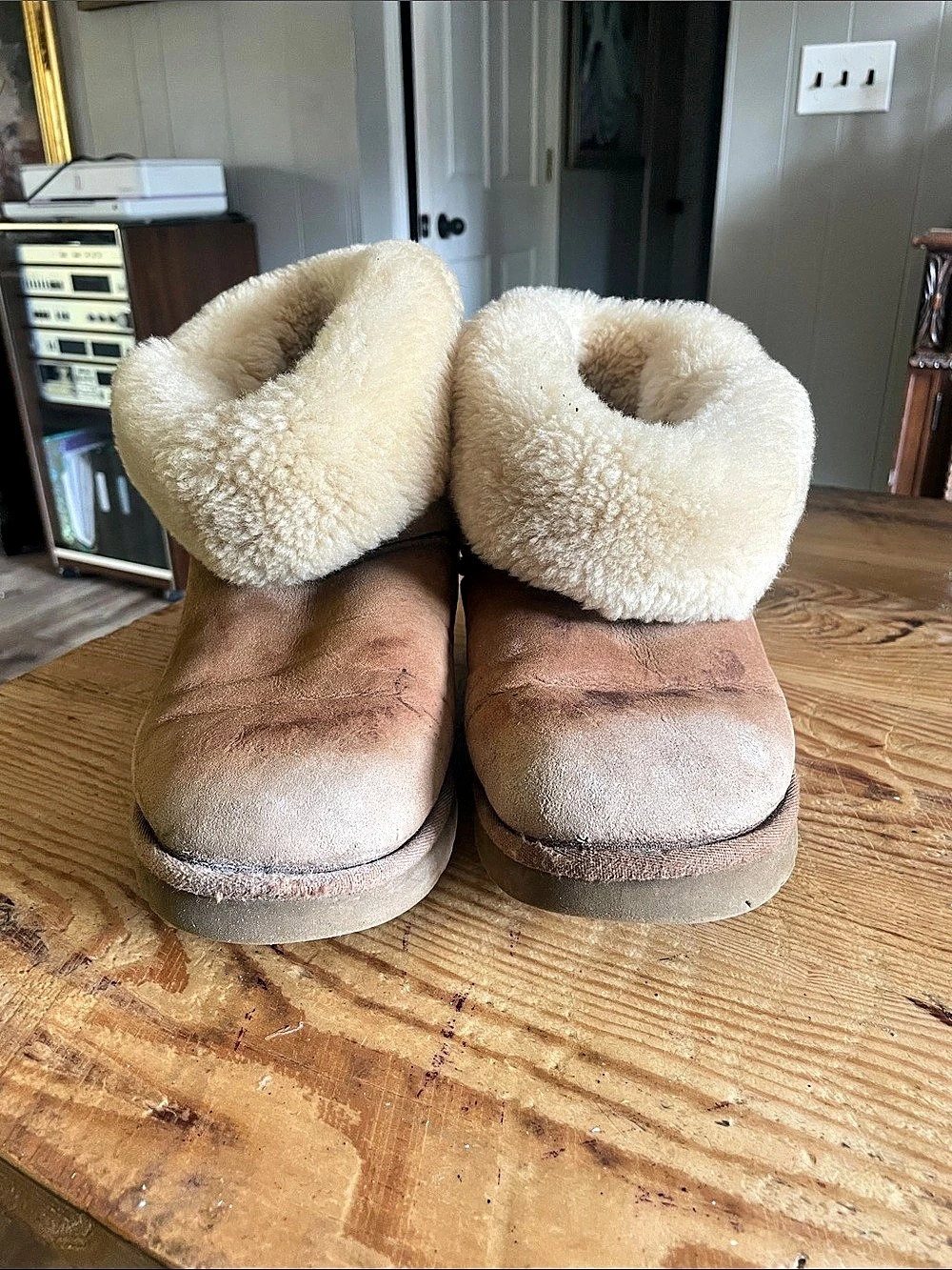 UGG Classic Mini II Suede Mini Boots in Brown & Cream US 10